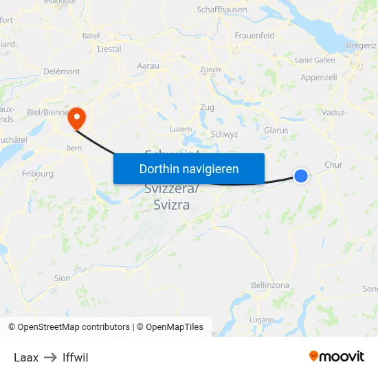 Laax to Iffwil map