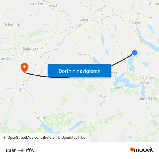 Baar to Iffwil map