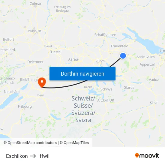 Eschlikon to Iffwil map