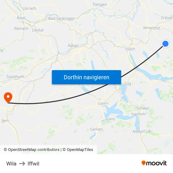 Wila to Iffwil map