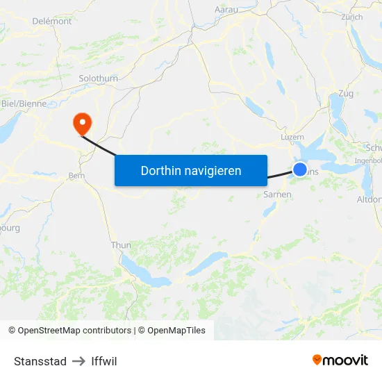 Stansstad to Iffwil map