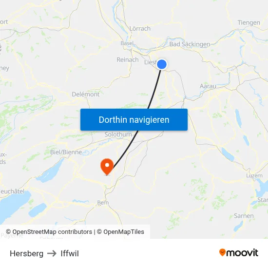 Hersberg to Iffwil map