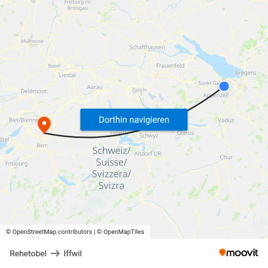 Rehetobel to Iffwil map