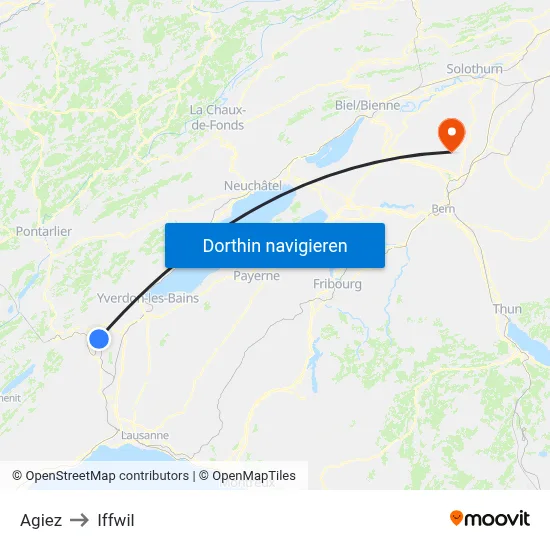 Agiez to Iffwil map