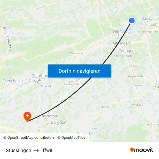 Stüsslingen to Iffwil map