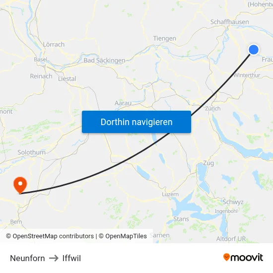 Neunforn to Iffwil map
