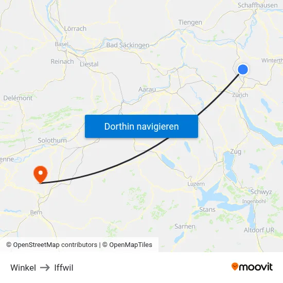 Winkel to Iffwil map