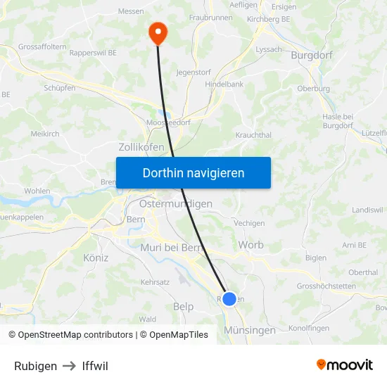 Rubigen to Iffwil map