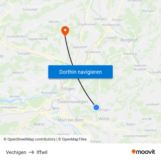Vechigen to Iffwil map