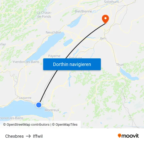Chexbres to Iffwil map