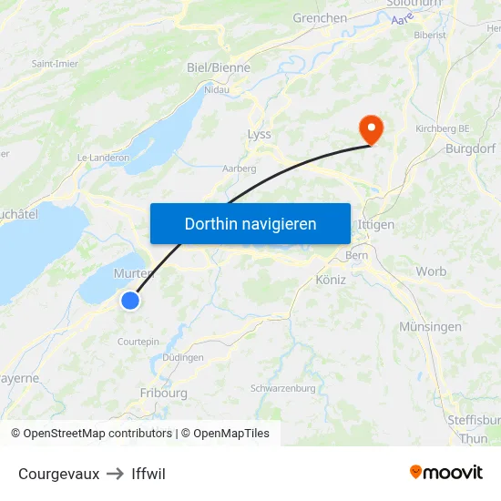 Courgevaux to Iffwil map