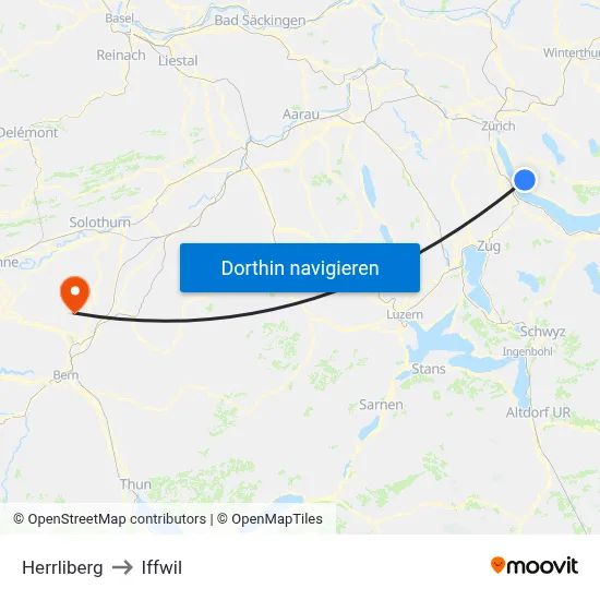 Herrliberg to Iffwil map