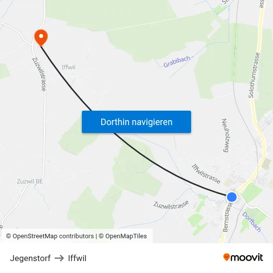 Jegenstorf to Iffwil map