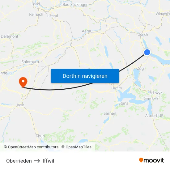 Oberrieden to Iffwil map