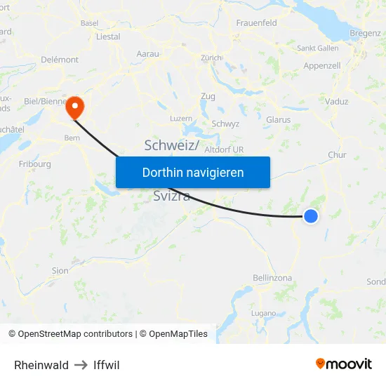 Rheinwald to Iffwil map