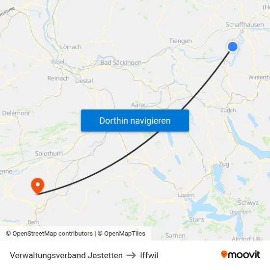 Verwaltungsverband Jestetten to Iffwil map