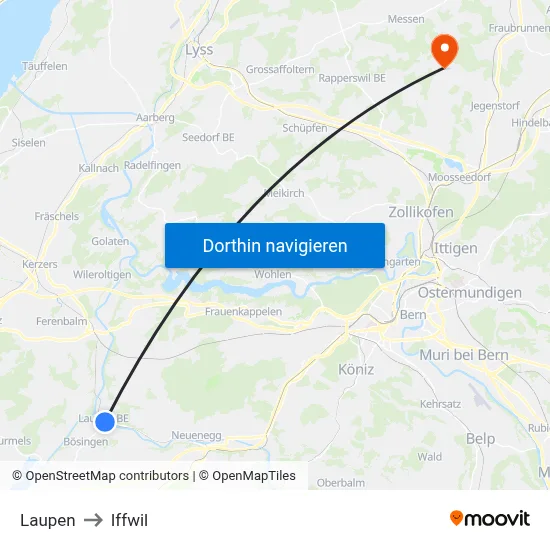 Laupen to Iffwil map