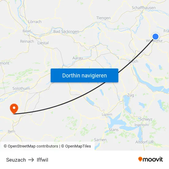 Seuzach to Iffwil map