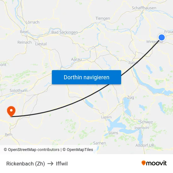 Rickenbach (Zh) to Iffwil map