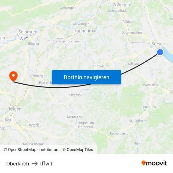 Oberkirch to Iffwil map