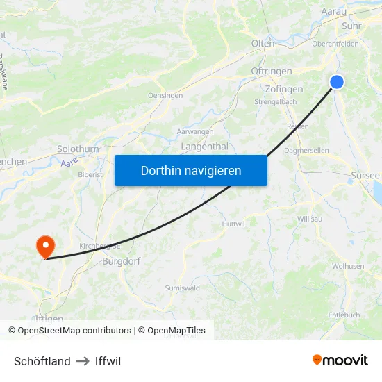 Schöftland to Iffwil map