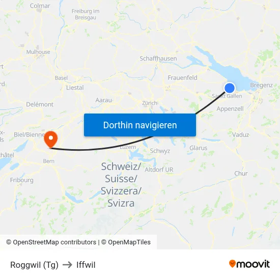 Roggwil (Tg) to Iffwil map