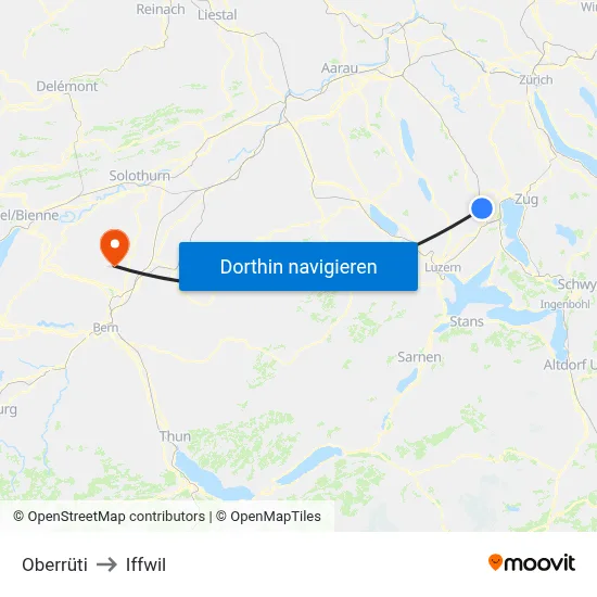 Oberrüti to Iffwil map