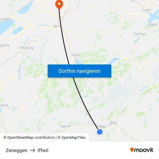 Zeneggen to Iffwil map