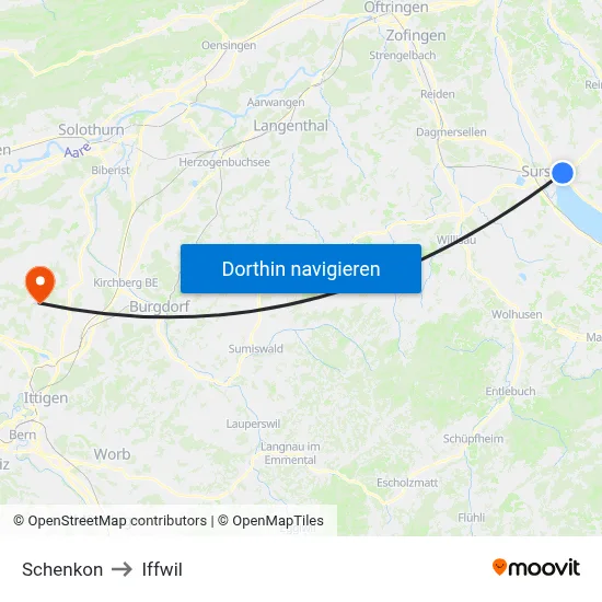 Schenkon to Iffwil map