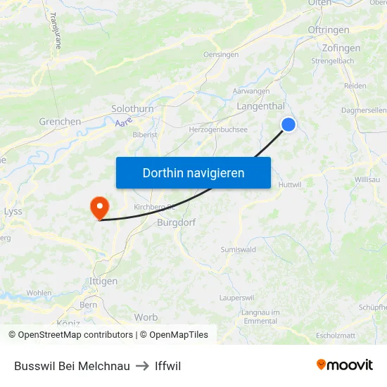 Busswil Bei Melchnau to Iffwil map