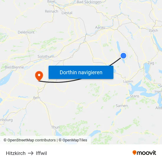 Hitzkirch to Iffwil map