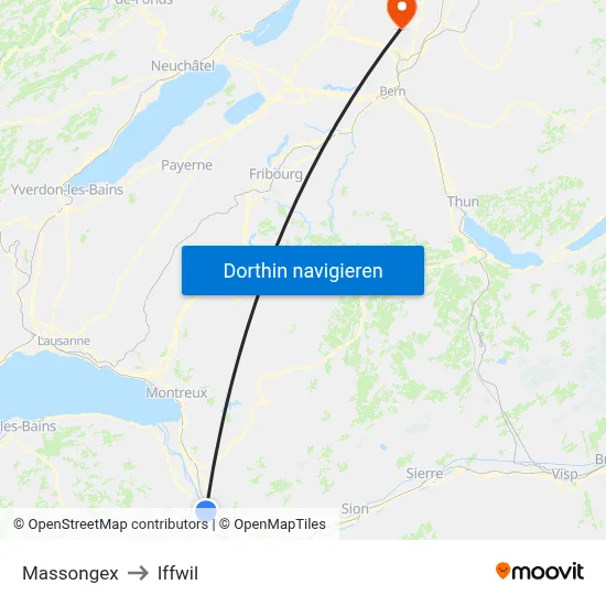 Massongex to Iffwil map