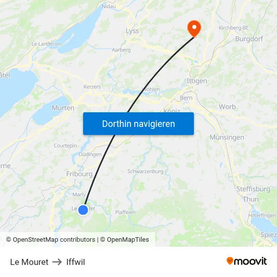 Le Mouret to Iffwil map