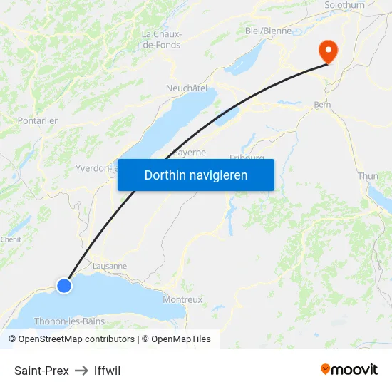 Saint-Prex to Iffwil map