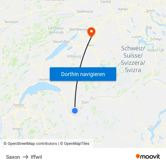 Saxon to Iffwil map
