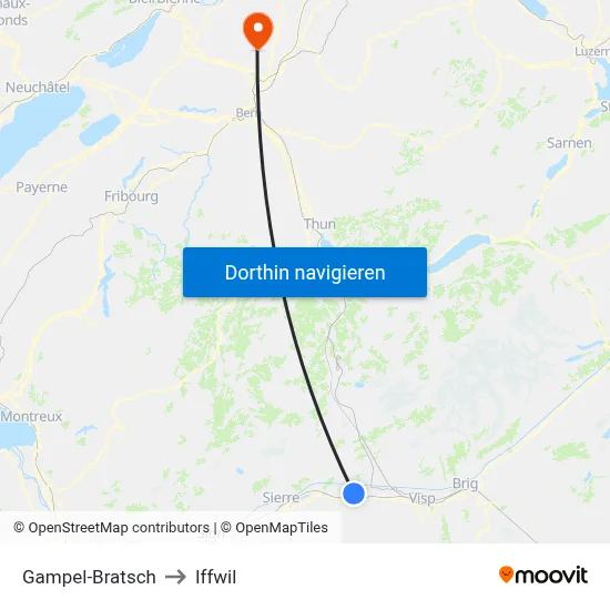 Gampel-Bratsch to Iffwil map