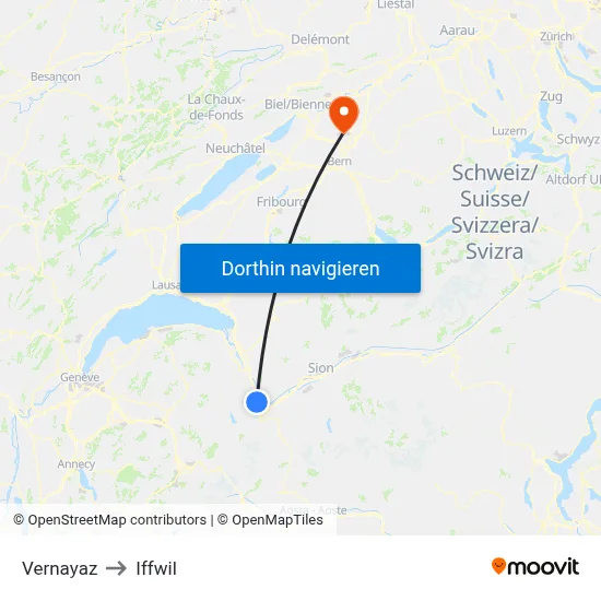 Vernayaz to Iffwil map