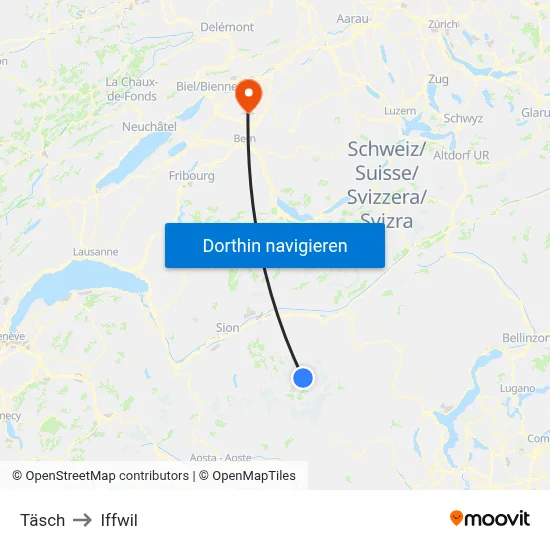 Täsch to Iffwil map