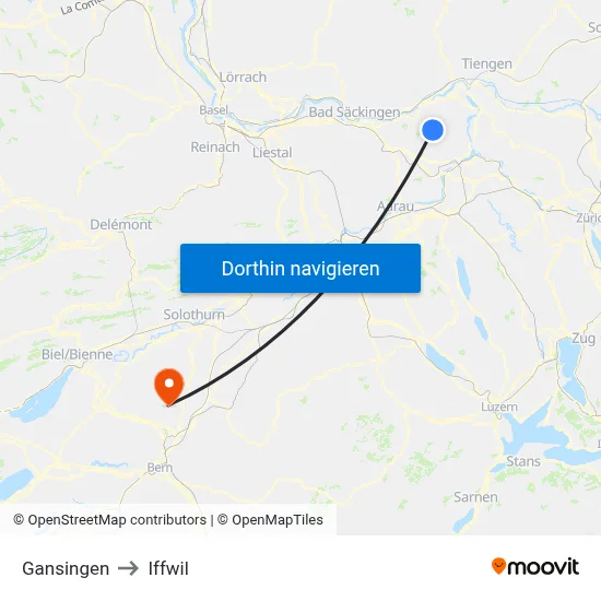 Gansingen to Iffwil map