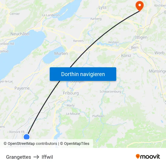 Grangettes to Iffwil map