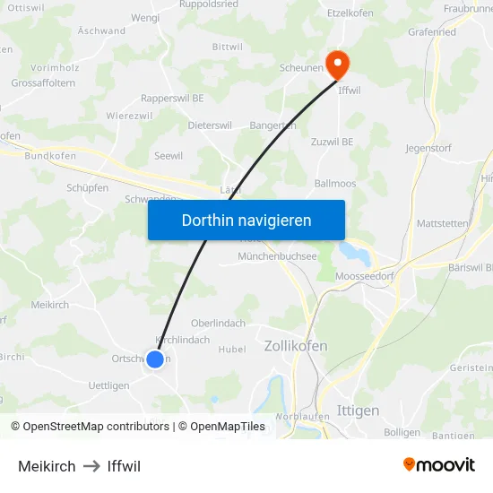Meikirch to Iffwil map