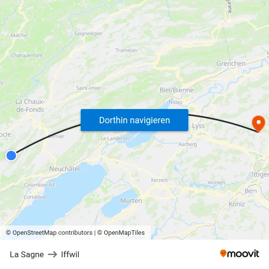 La Sagne to Iffwil map