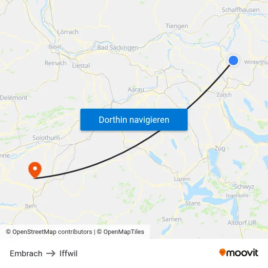 Embrach to Iffwil map