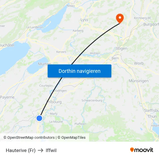 Hauterive (Fr) to Iffwil map