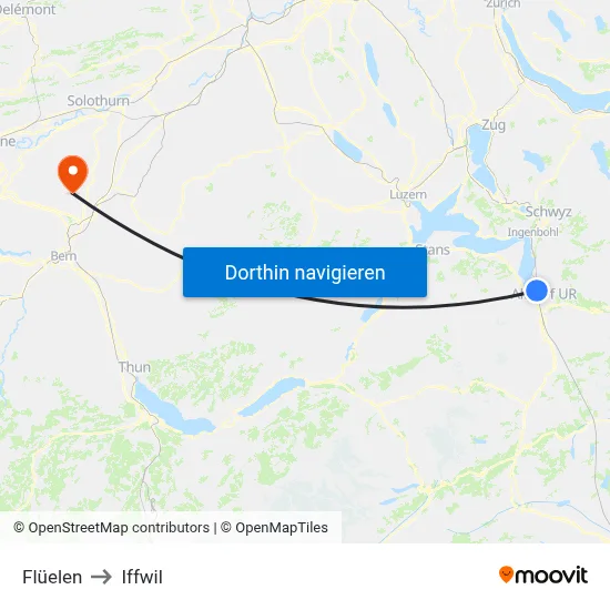 Flüelen to Iffwil map