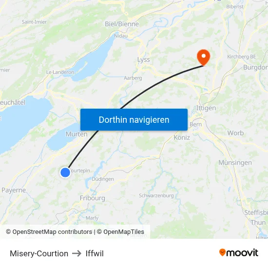 Misery-Courtion to Iffwil map