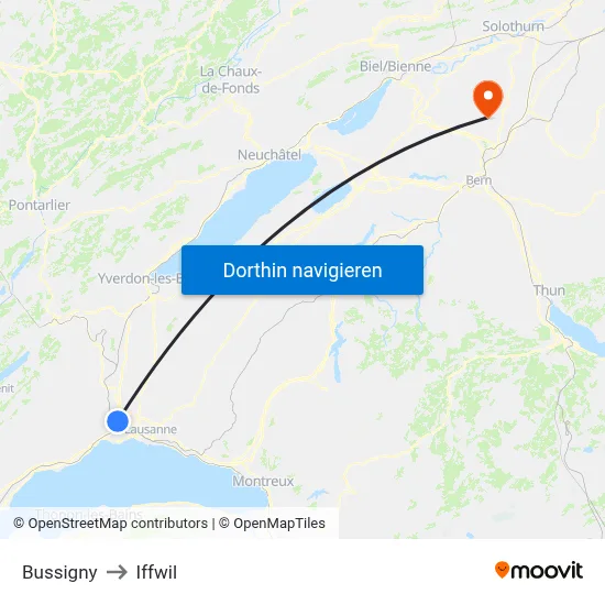Bussigny to Iffwil map