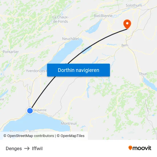 Denges to Iffwil map