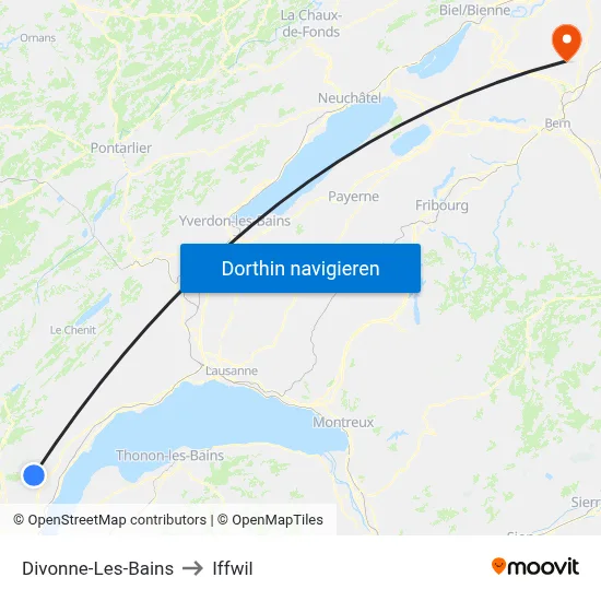 Divonne-Les-Bains to Iffwil map