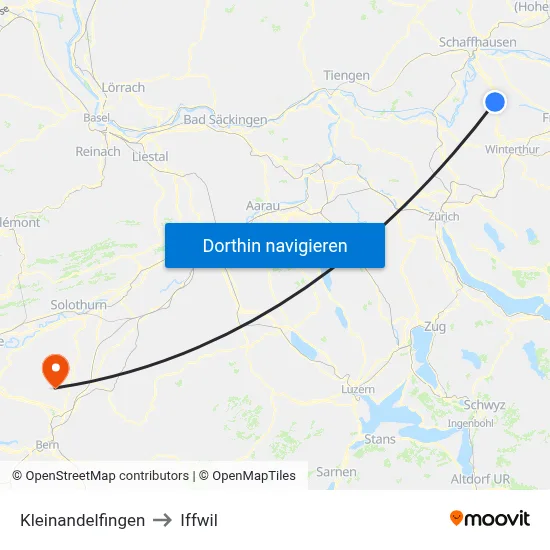Kleinandelfingen to Iffwil map